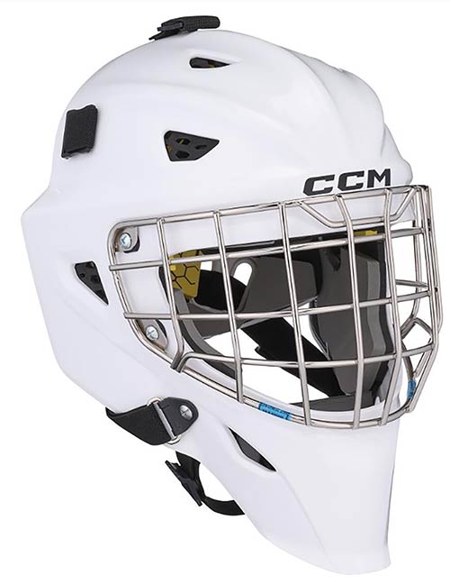 CCM Axis F5 goalie mask Junior white