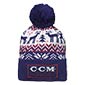 CCM knitted bobble Christmas hat Navy